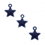 Star charm in metal and epoxy resin 7 mm - Night Blue x6