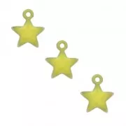 Star charm in metal and epoxy resin 7 mm - Yellow x6