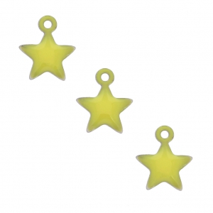 Star charm in metal and epoxy resin 7 mm - Yellow x6