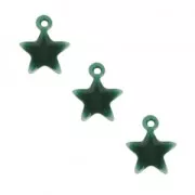 Star charm in metal and epoxy resin 7 mm - Fir Green x6