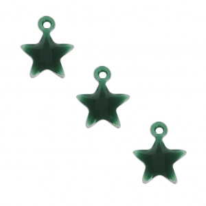 Star charm in metal and epoxy resin 7 mm - Fir Green x6