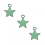 Star charm in metal and epoxy resin 7 mm - Mint x6