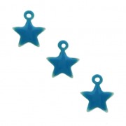 Star charm in metal and epoxy resin 7 mm - Blue x6