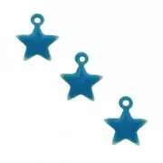 Star charm in metal and epoxy resin 7 mm - Blue x6