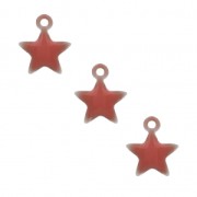 Star charm in metal and epoxy resin 7 mm - Coral Pink x6|raw }}