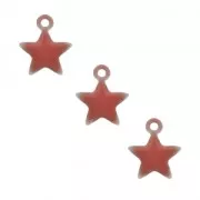 Star charm in metal and epoxy resin 7 mm - Coral Pink x6