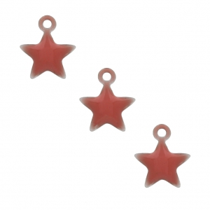 Star charm in metal and epoxy resin 7 mm - Coral Pink x6