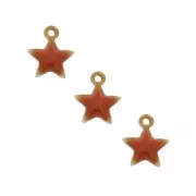 Star charm in metal and epoxy resin 7 mm - Terracotta x6