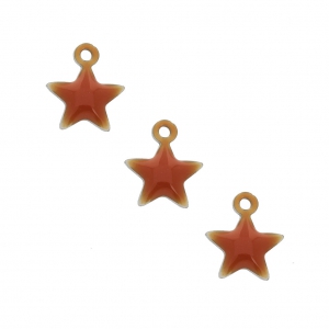 Star charm in metal and epoxy resin 7 mm - Terracotta x6