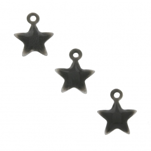 Star charm in metal and epoxy resin 7 mm - Grey x6