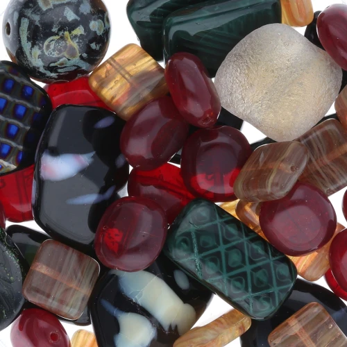 Czech glass beads assortment snail brown x50g