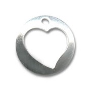 Silver Heart Hollow Charm 10mm x1|raw }}