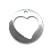Silver Heart Hollow Charm 10mm x1
