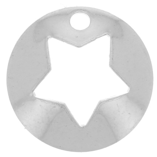 Silver Star Hollow Charm 10mm x1