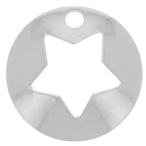 Silver Star Hollow Charm 10mm x1