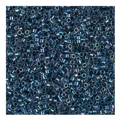 Miyuki Delica 11/0 Hex Cut DBC0085 - Blue Lined Aqua AB Cut x8g