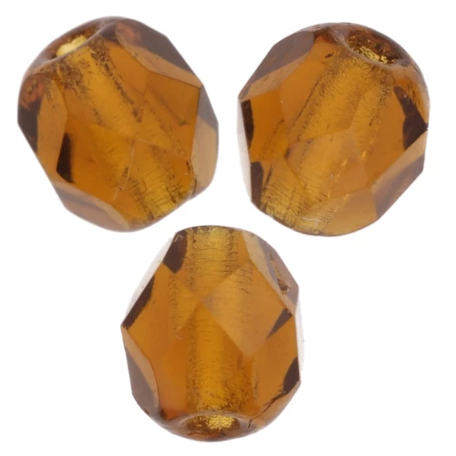 Fire Polished faceted round beads 4mm Dark Topaz  x50