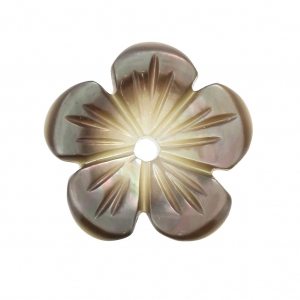 Mother-of-Pearl Flower 10 mm Iridescent Grey x1