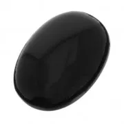Oval cabochon - Grooved stone for macrame 25x18 mm Black Onyx x1