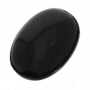 Oval cabochon - Grooved stone for macrame 18x13 mm Black Onyx x1