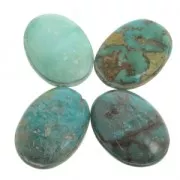 Oval cabochon - Grooved stone for macrame 25x18 mm Genuine Turquoise x1