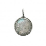 925 Sterling Silver Faceted charm 6.9 mm Labradorite x1