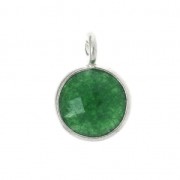 925 Sterling Silver Faceted charm 6.9 mm Jade x1