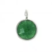 925 Sterling Silver Faceted charm 6.9 mm Jade x1