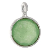 925 Sterling Silver / Jade 7.2 mm Round Faceted Charm x1