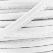 Leather cord with topstitching 4 mm White x1 m