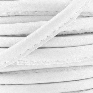 Leather cord with topstitching 4 mm White x1 m