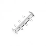 3 rows sliding clasp 21 mm with perpendicular loops - Fine silver plating x1