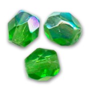 Fire Polished faceted round beads 4mm Green AB x50