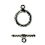 Spiral shaped toggle clasp 16mm black nickel tone x1