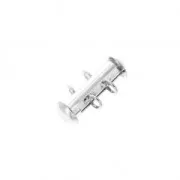 2 rows sliding clasp 16.5 mm with perpendicular loops - Fine silver plating x1