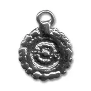 Charm with rose motif 19mm black nickel tone x1