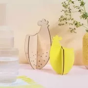 Kit of 2 wooden 3D hens to decorate for easter x1