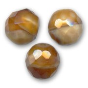 Fire Polished faceted round beads 12mm Cream Caramel x5