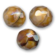 Fire Polished faceted round beads 14mm Cream Caramel x4