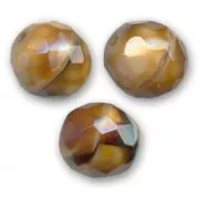 Fire Polished faceted round beads 14mm Cream Caramel x4