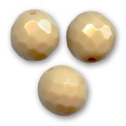 Fire Polished faceted round beads 14mm Beige x4