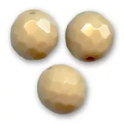 Fire Polished faceted round beads 14mm Beige x4