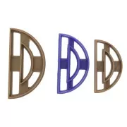 Set of 3 cookie cutters for polymer clay - Half-Circle x1