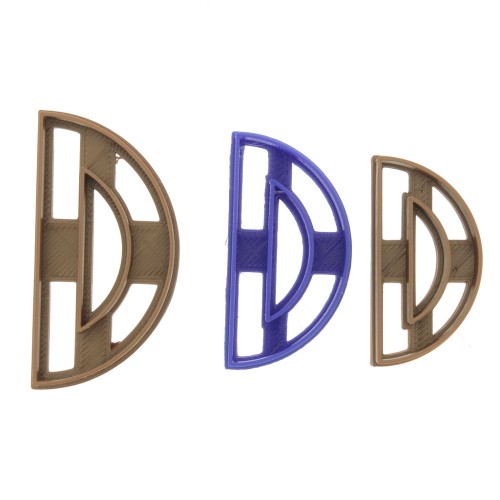 Set of 3 cookie cutters for polymer clay - Half-Circle x1