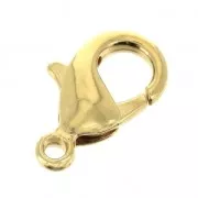 Clasp - lobster claw 15 mm fine Gold plated x1