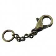 Clasp - lobster claw with extension chain 10 mm Bronze Tone x5|raw }}