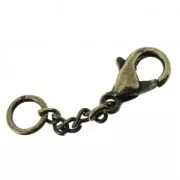 Clasp - lobster claw with extension chain 10 mm Bronze Tone x5
