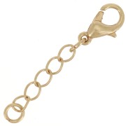 Clasp - lobster claw with extension chain 10 mm Gold Tone x5