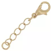 Clasp - lobster claw with extension chain 10 mm Gold Tone x5