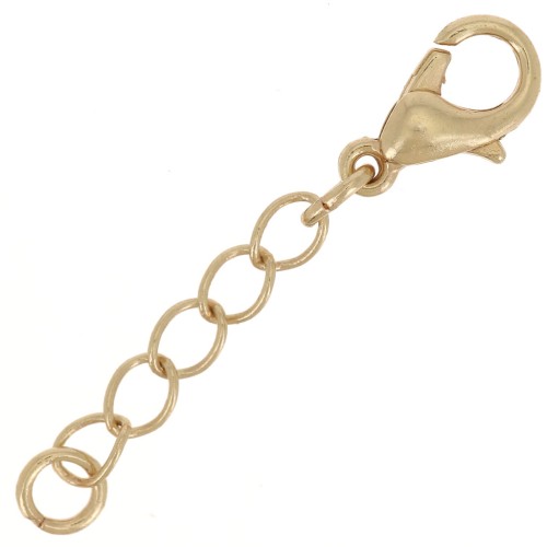 Clasp - lobster claw with extension chain 10 mm Gold Tone x5